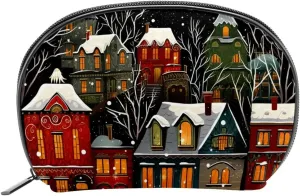Makeup Bag Organizer,Cosmetic Bags for Women,Winter Street in the Old Town,Small Makeup Pouch