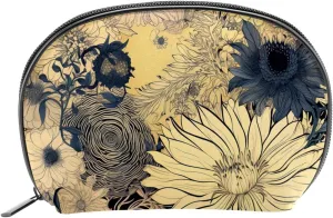 Makeup Bag Organizer,Cosmetic Bags for Women,Yellow Hand Painted Flowers,Small Makeup Pouch