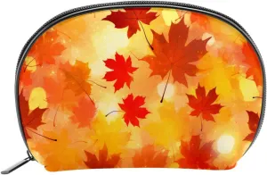 Makeup Bag Organizer,Cosmetic Bags for Women,Yellow Maple Autumn Leaf,Small Makeup Pouch
