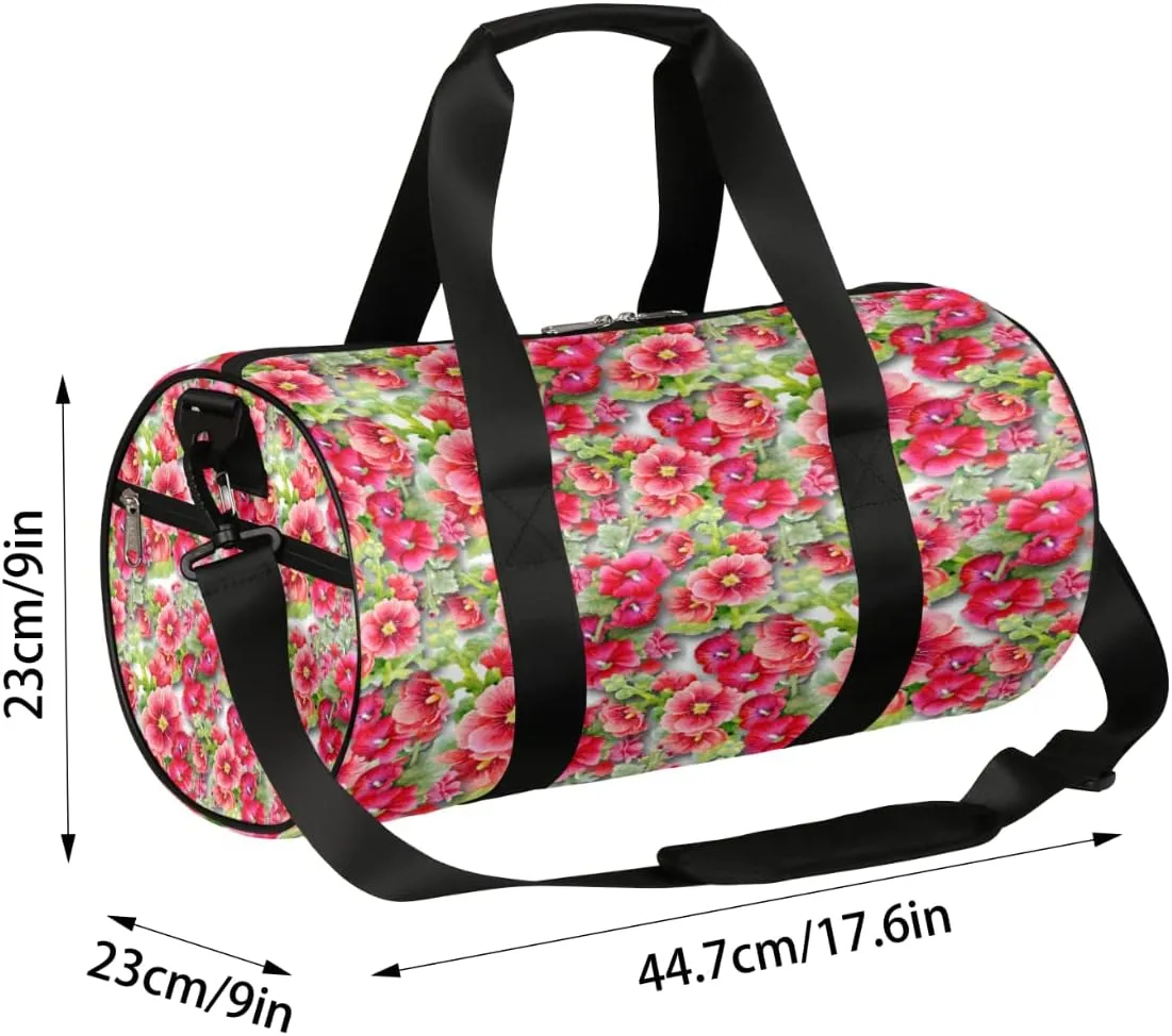 Mallow Flowers Cute Gym Bag Small Gym Duffel Bags for Men Women Overnight Weekender Bag Lightweight Sport Duffle Bag Carry On Gymbag