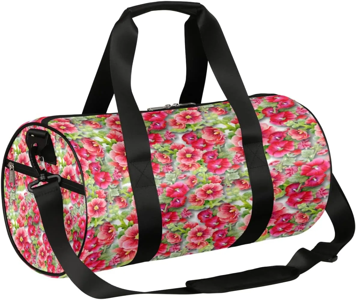 Mallow Flowers Cute Gym Bag Small Gym Duffel Bags for Men Women Overnight Weekender Bag Lightweight Sport Duffle Bag Carry On Gymbag