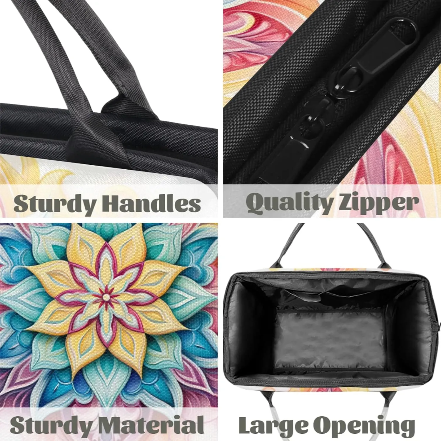 Mandala Cartoon Gym Bag for Women Men Travel Sports Duffel Bag with Trolley Sleeve Waterproof Sports Gym Bag Weekender Overnight Bag Carry On Tote Bag for Travel Gym Sport