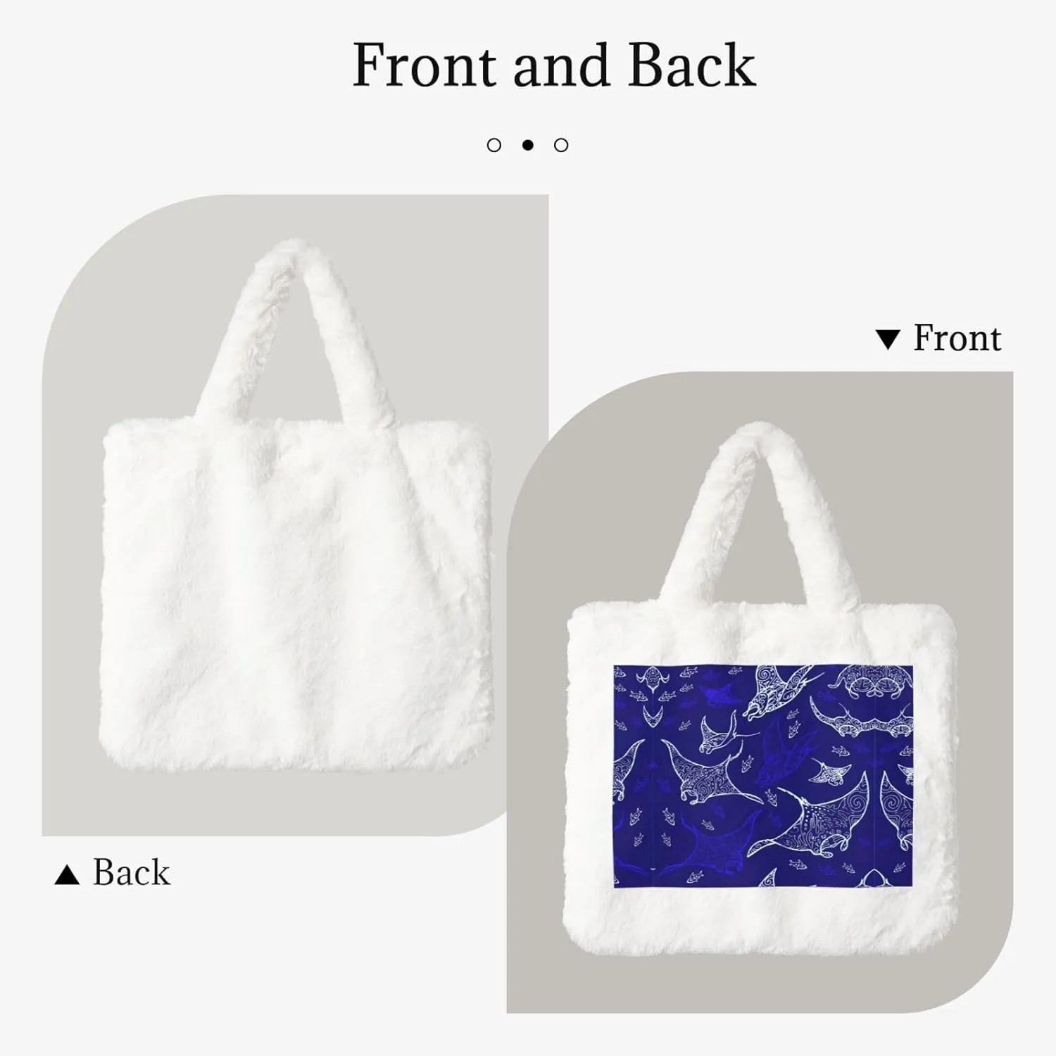 Manta Ray And Fish Printing Soft Plush Handbag For Womens Tote Bag For Women,Women Satchel Bags Wallet Purse For Gifts