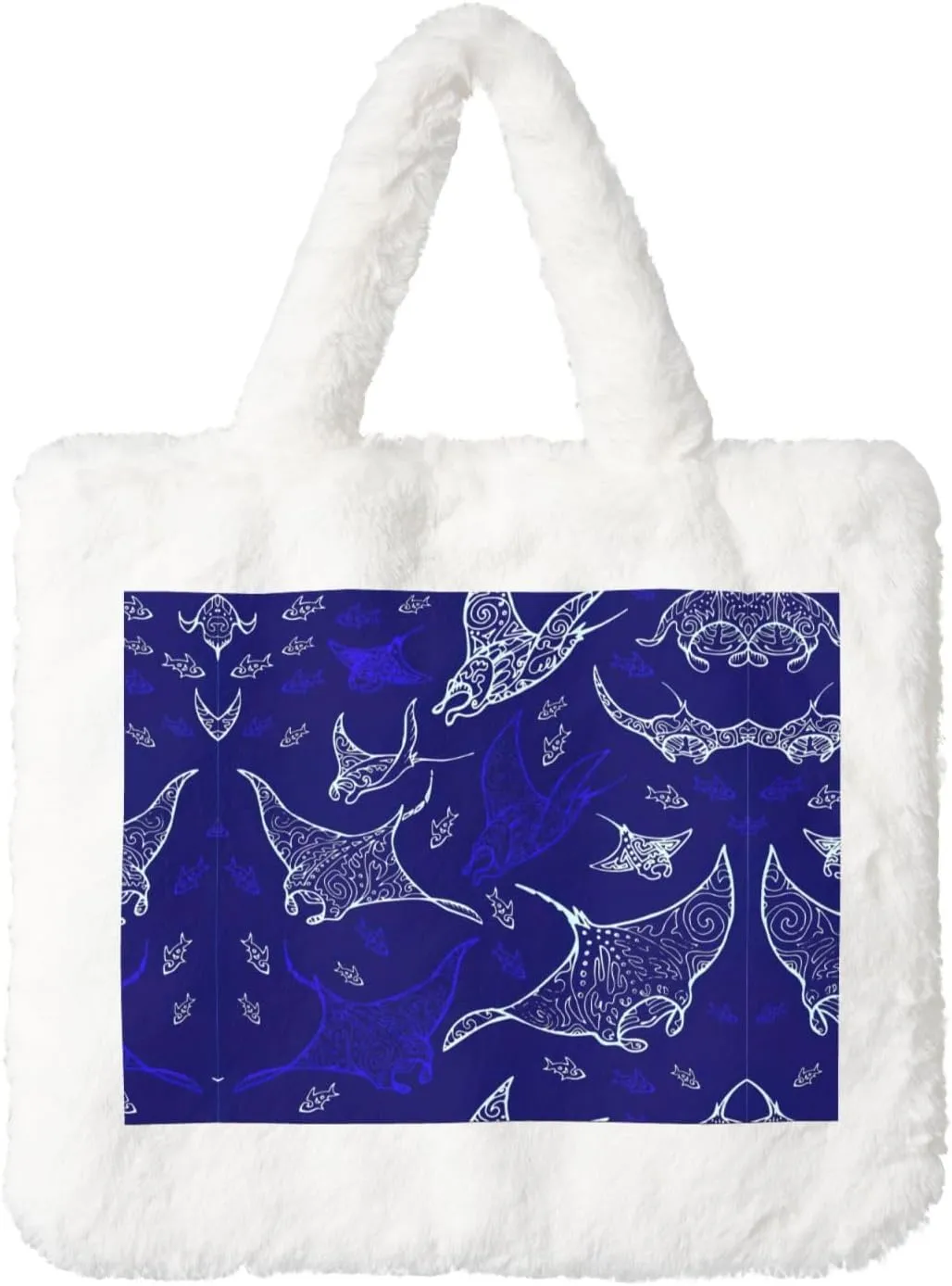 Manta Ray And Fish Printing Soft Plush Handbag For Womens Tote Bag For Women,Women Satchel Bags Wallet Purse For Gifts