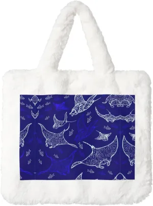 Manta Ray And Fish Printing Soft Plush Handbag For Womens Tote Bag For Women,Women Satchel Bags Wallet Purse For Gifts