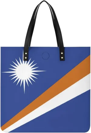 Marshall Lslands Flag Women's Leather Hobo Handbag Stylish Tote for Everyday Essentials
