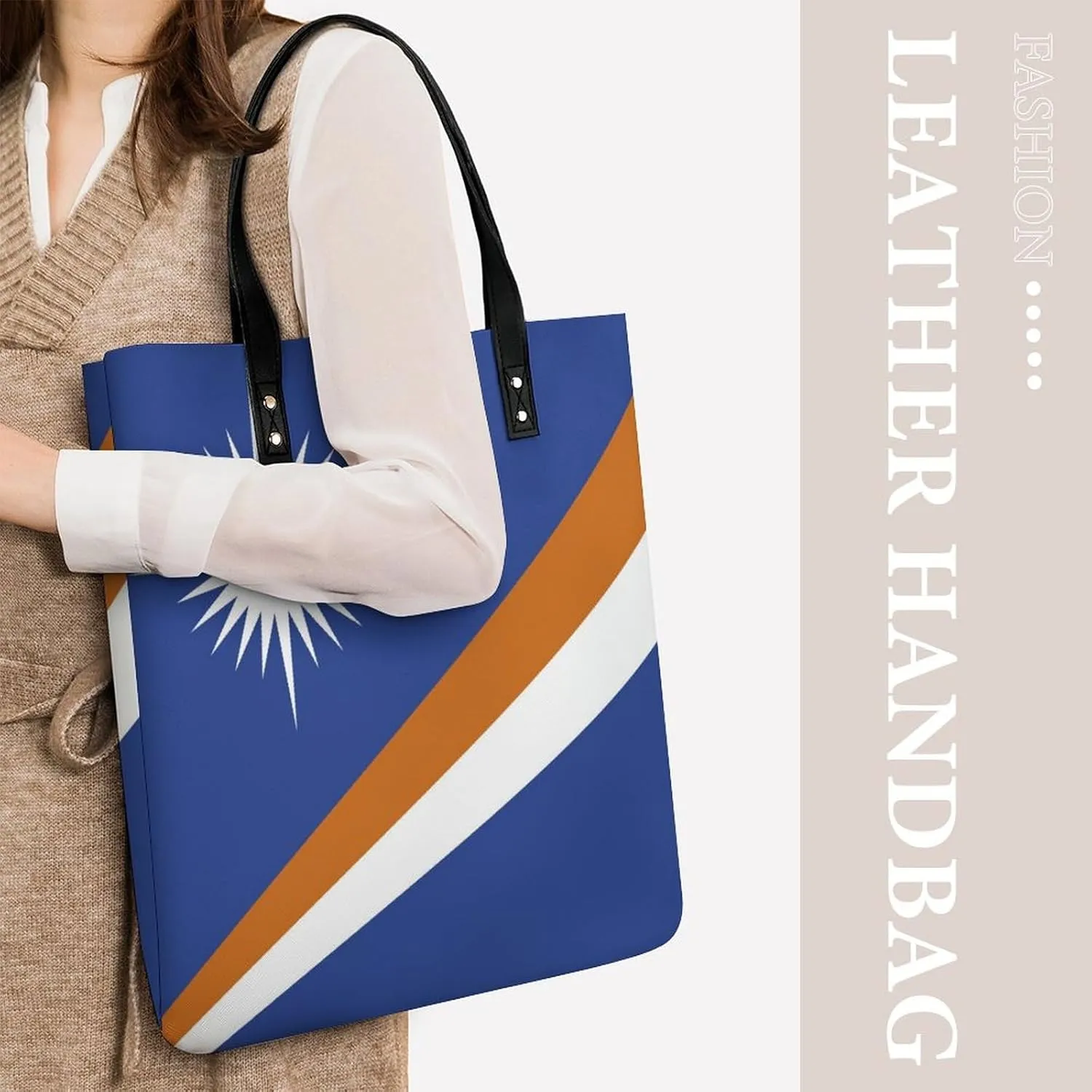 Marshall Lslands Flag Women's Leather Hobo Handbag Stylish Tote for Everyday Essentials