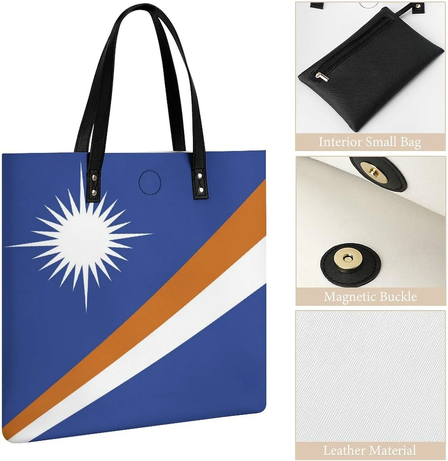 Marshall Lslands Flag Women's Leather Hobo Handbag Stylish Tote for Everyday Essentials