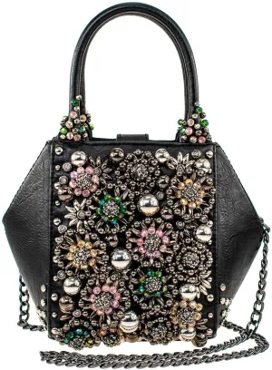 Mary Frances Night Life Beaded Top Handle Handbag, Black