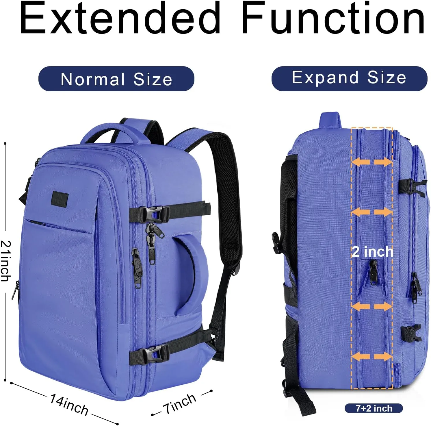 MATEIN Expandable Travel Backpack for Women, 50L Carry on Backpack with Wet Bag Flight Approved Luggage Daypack Suitcase, Large Weekender Bag Water Resistant Lightweight Daypack Gift for Travel Women