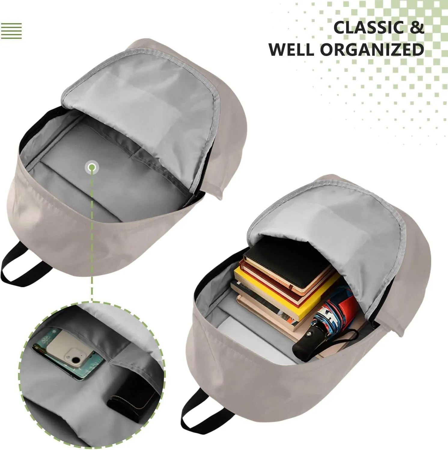 MCHIVER Custom Travel Backpack Apricot Personalized Casual Daypack Backpacks Lightweight Carry on Bag Water Resistant Laptop Backpack for Women Men