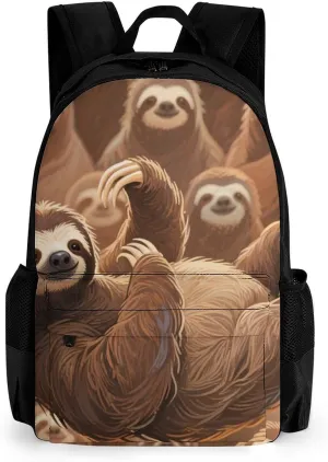 Men Women Lightweight Animals Sloth Art Backpack Large Capacity Bookbag With Smooth Zippers for Gym Business Running