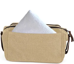 Mens Canvas Toiletry Bags for Women Travel Toiletry Bag Dopp Kit with Genuine Leather Trim and YKK Zipper