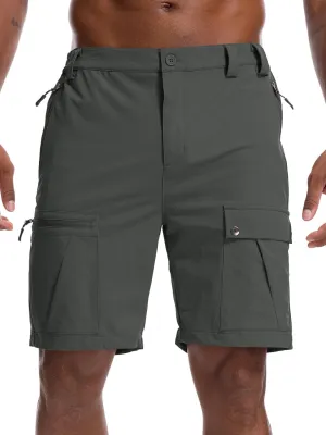 Men's Hiking Cargo Shorts 8" Lightweight Outdoor Work Shorts for Men Travel Golf Tactical Casual with 5 Zipper Pockets