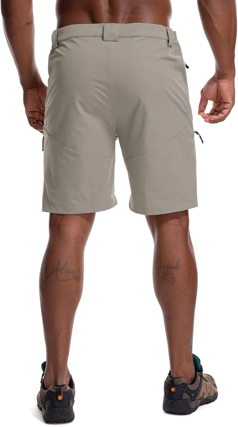 Men's Hiking Cargo Shorts 8" Lightweight Outdoor Work Shorts for Men Travel Golf Tactical Casual with 5 Zipper Pockets