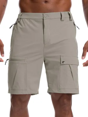 Men's Hiking Cargo Shorts 8" Lightweight Outdoor Work Shorts for Men Travel Golf Tactical Casual with 5 Zipper Pockets