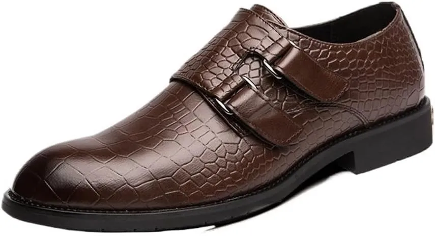 Mens Platform Black Genuine Leather Dress Shoes Buckle Formal Office Wedding Classic Business