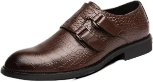 Mens Platform Black Genuine Leather Dress Shoes Buckle Formal Office Wedding Classic Business