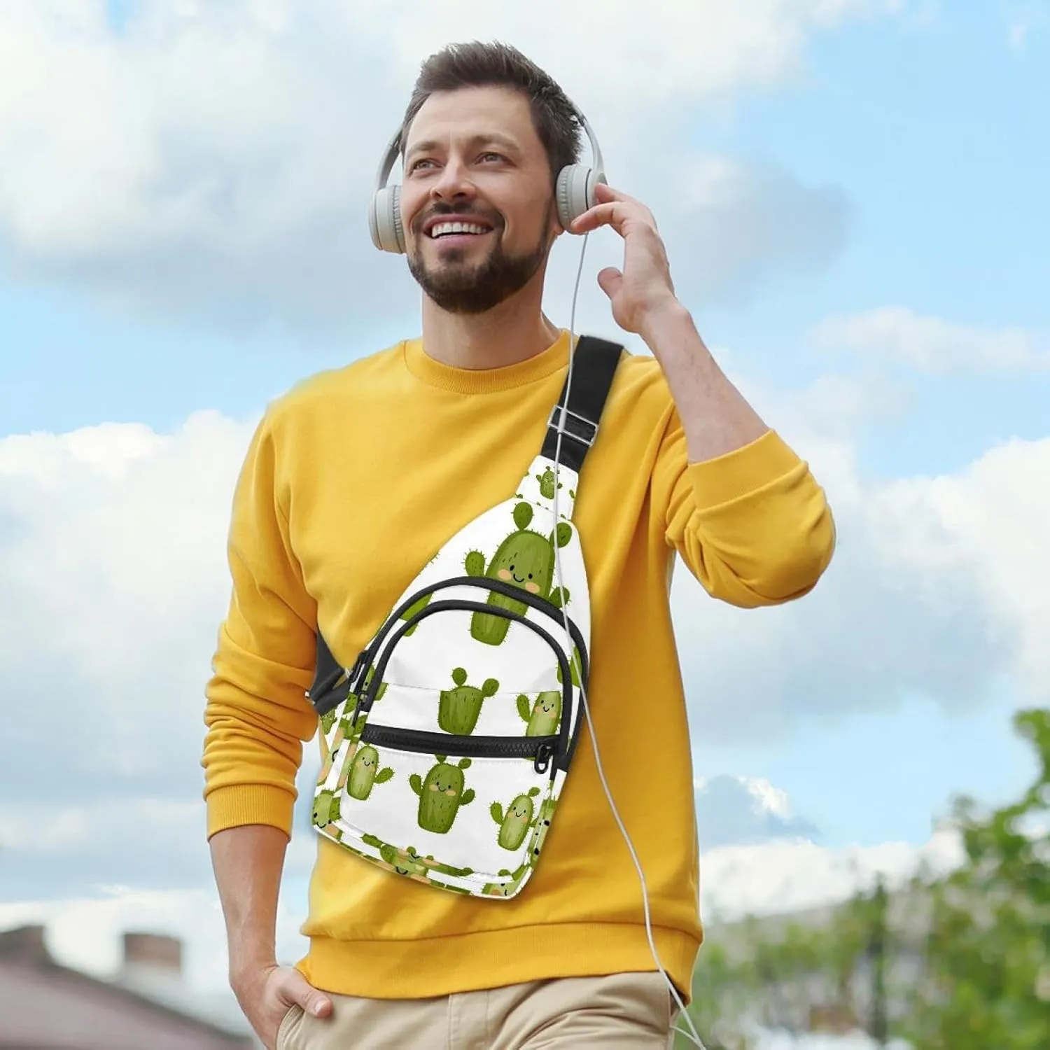Men's Sling Backpack, cacti with thorns (2)
