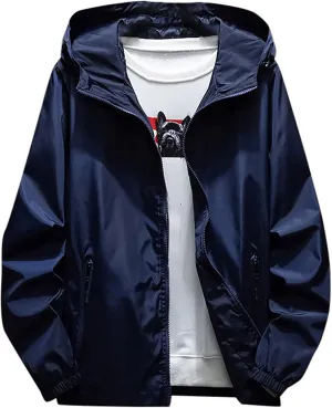 Men's Suit Jacket Rain Jacket Windbreaker Lightweight Shell Raincoat With Hood Golf Hiking Travel, M-7XL