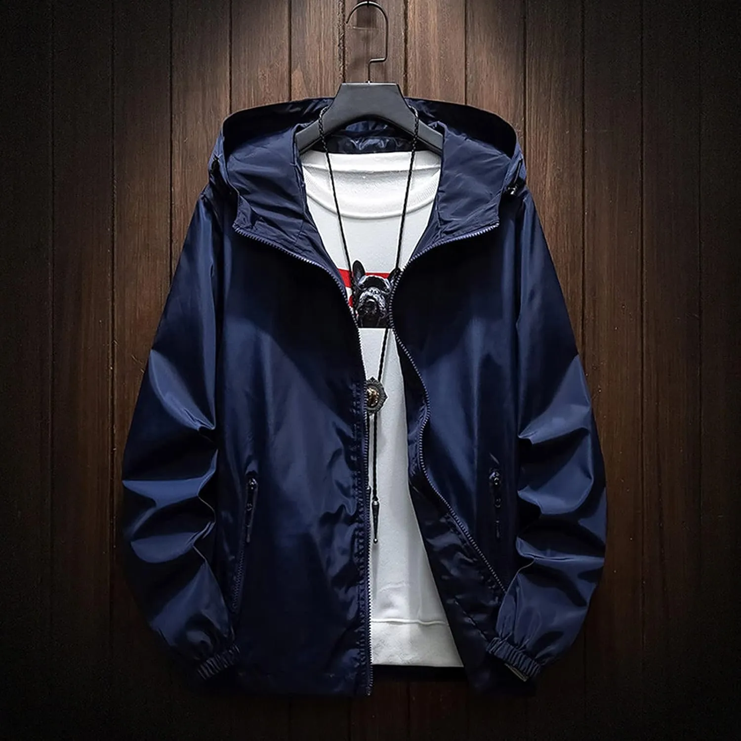 Men's Suit Jacket Rain Jacket Windbreaker Lightweight Shell Raincoat With Hood Golf Hiking Travel, M-7XL