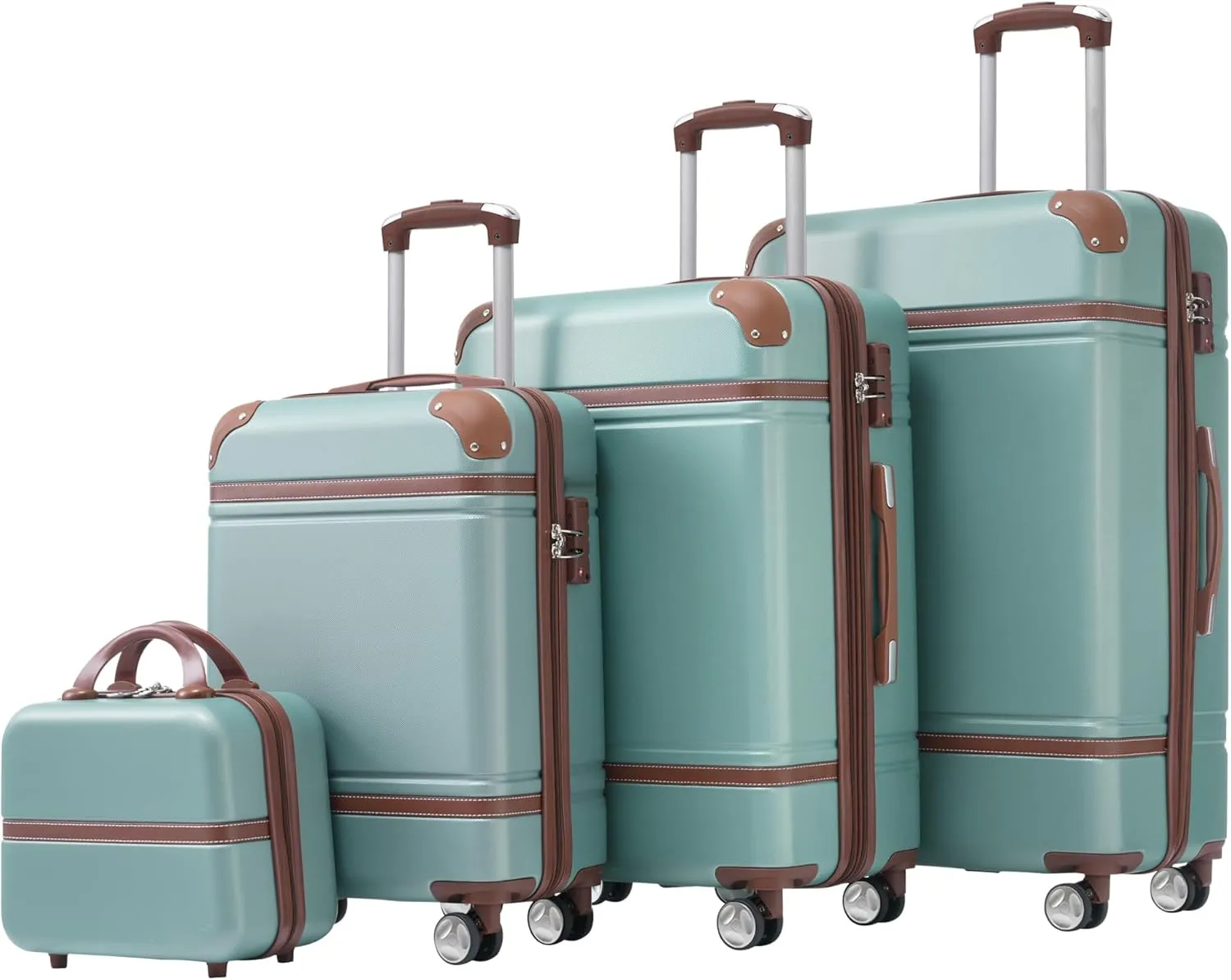 Merax Luggage 4Pc Hardshell Suitcase Travel with TSA Lock, Light Blue, 4-Piece Set