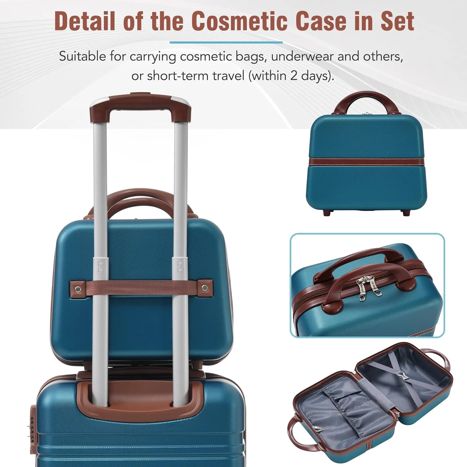 Merax Luggage Set, 2 Piece Luggage with Cosmetic Case, Vintage Hardcase Suitcase with Wheels, Expandable Luggage Airline Approved(Blue,20" 24")