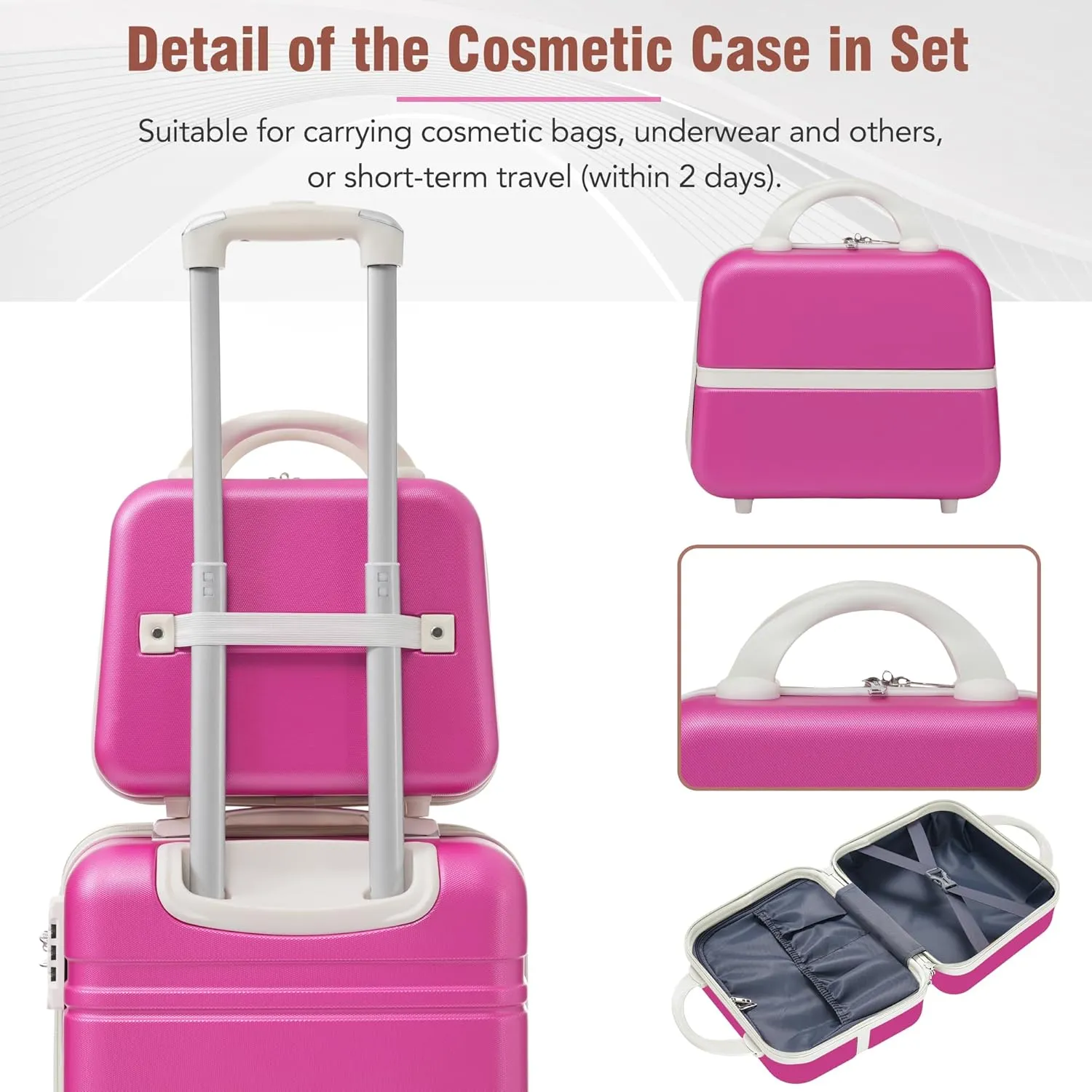 Merax Luggage Set, 2 Piece Luggage with Cosmetic Case, Vintage Hardcase Suitcase with Wheels, Expandable Luggage Airline Approved(Pink,20" 24")