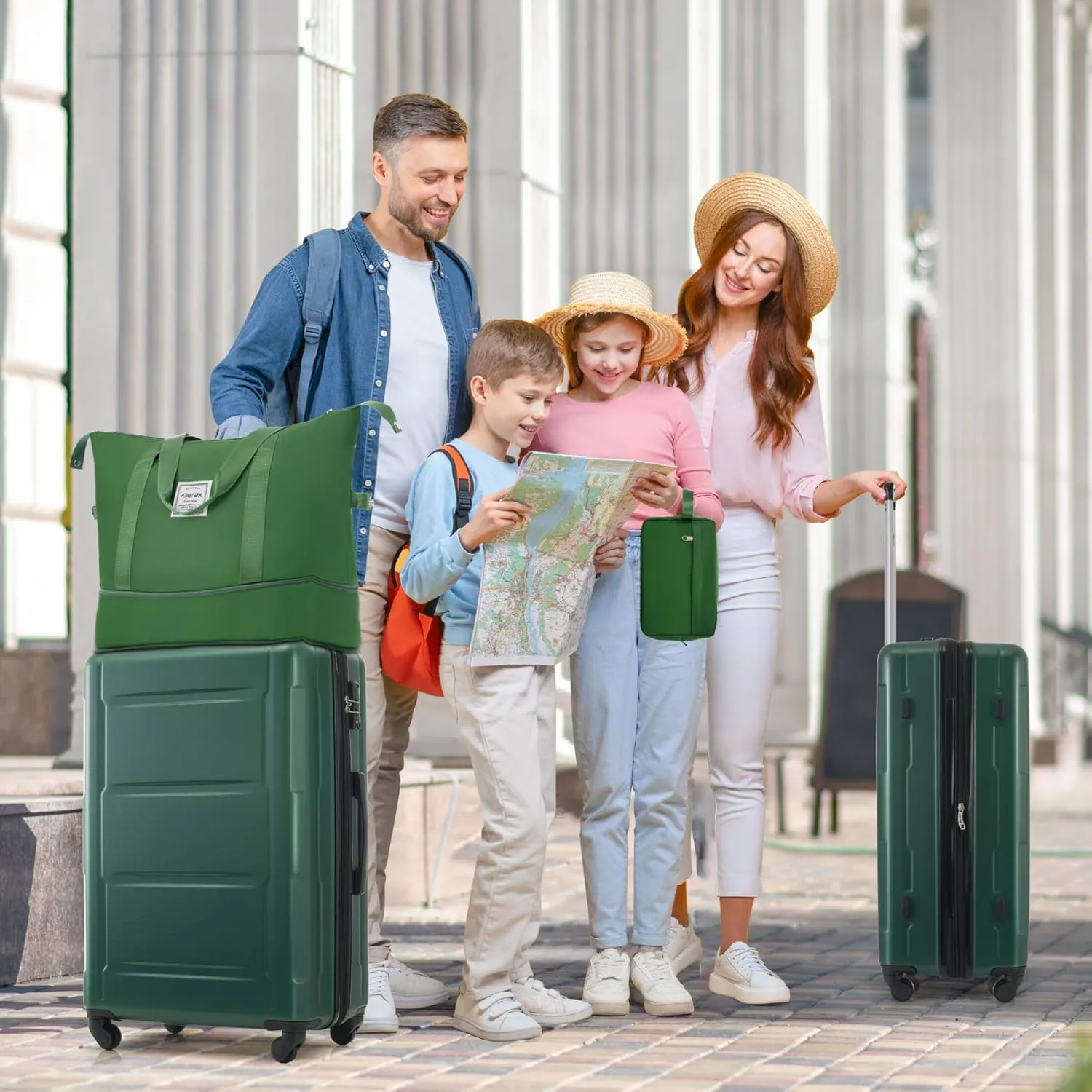 Merax Luggage Sets 2 Piece Suitcase Set, Hardshell 20 IN & 24 IN Suitcase Set with Duffel Bag, Travel Suitcases with Spinner Wheels and TSA Lock(Green)