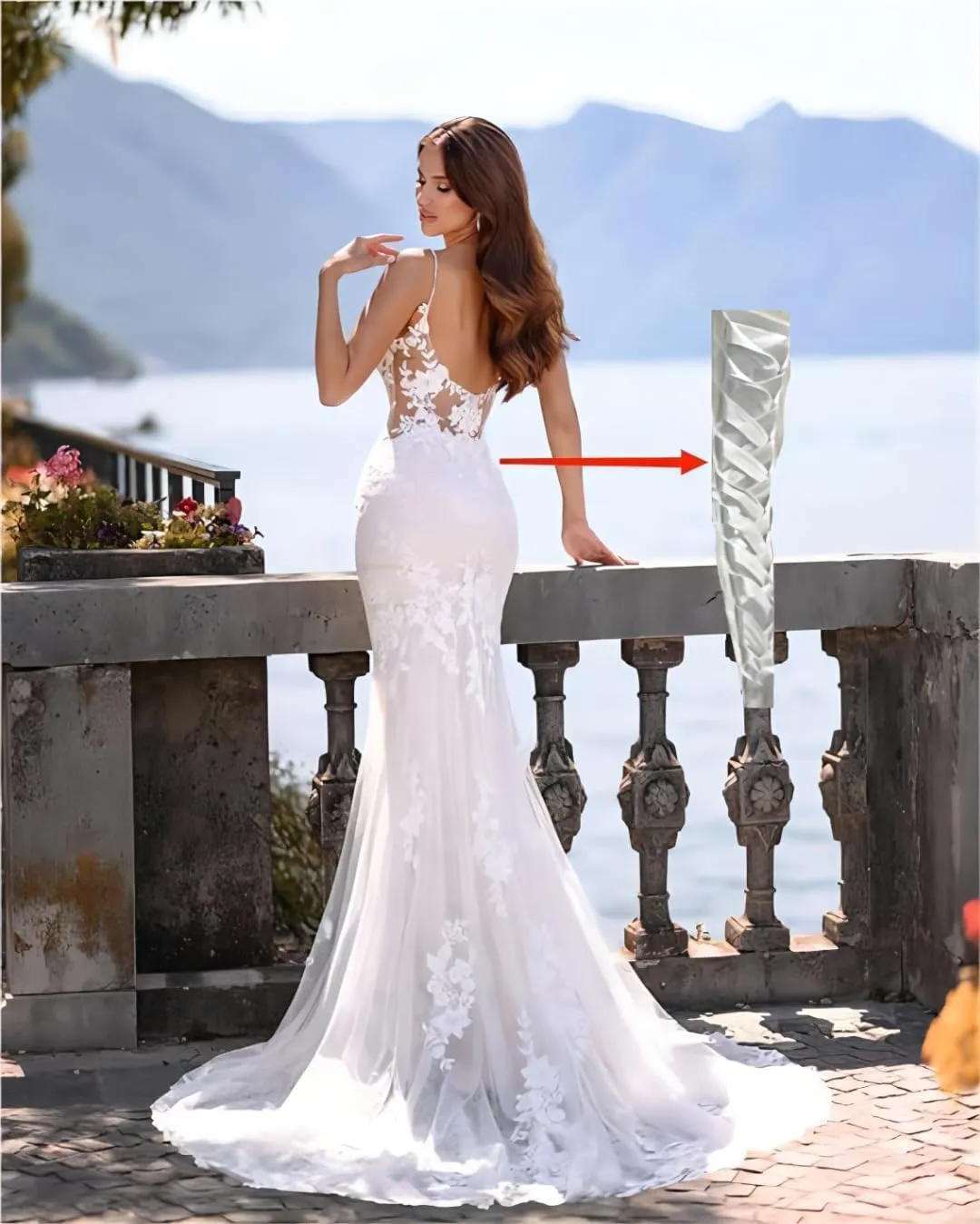 Mermaid Wedding Dresses for Bride Lace Beach Tulle Applique V-Neck Boho Bridal Dress for Bride with Train