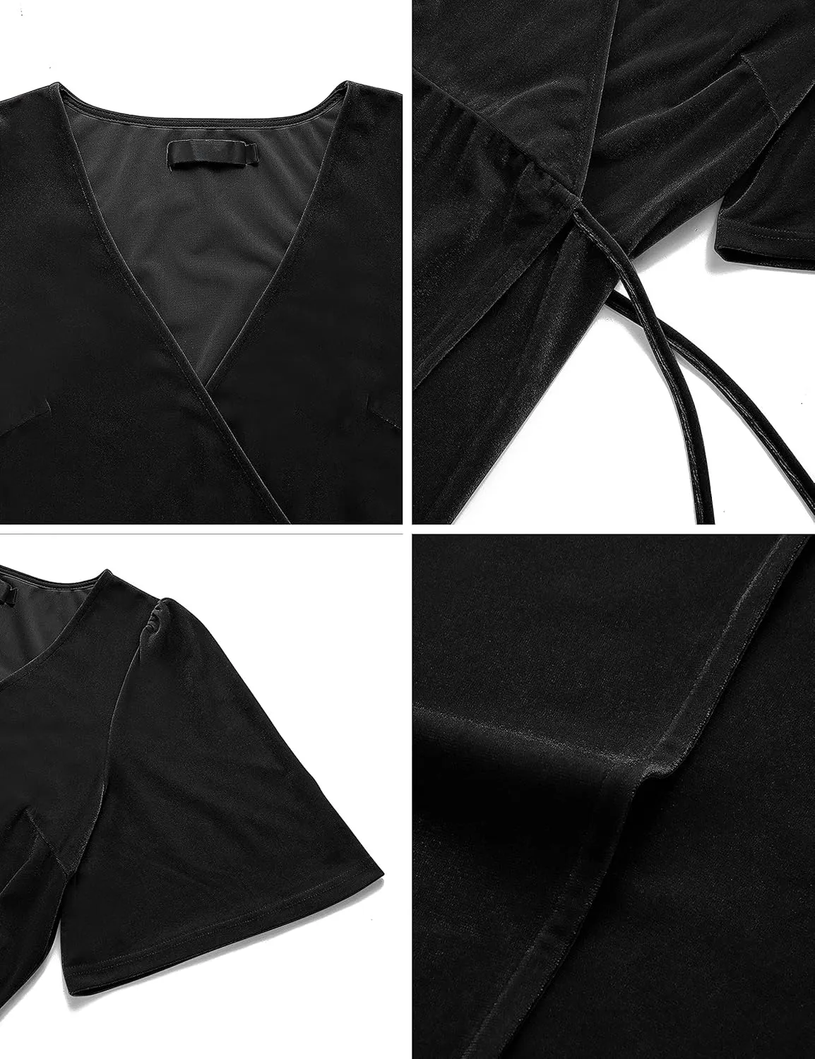 MEROKEETY Women's V Neck Wrap Velvet Maxi Dress Bell Sleeve Split Bridesmaid Cocktail Party Dresses