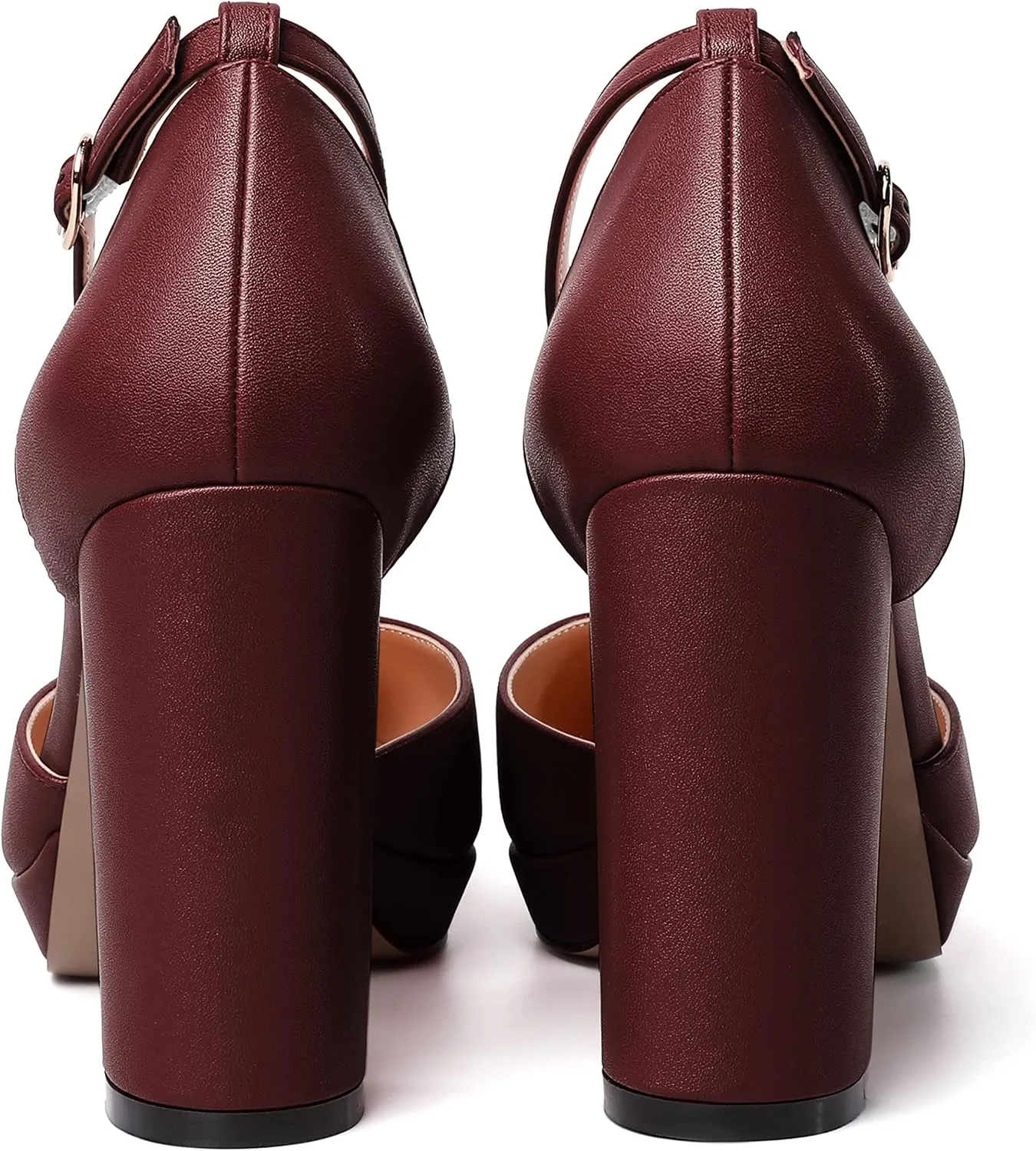 MERRORI Womens Ankle Strap Matte Dress Pointed Toe Evening Buckle Platform Chunky High Heel Pumps Shoes 4 Inch