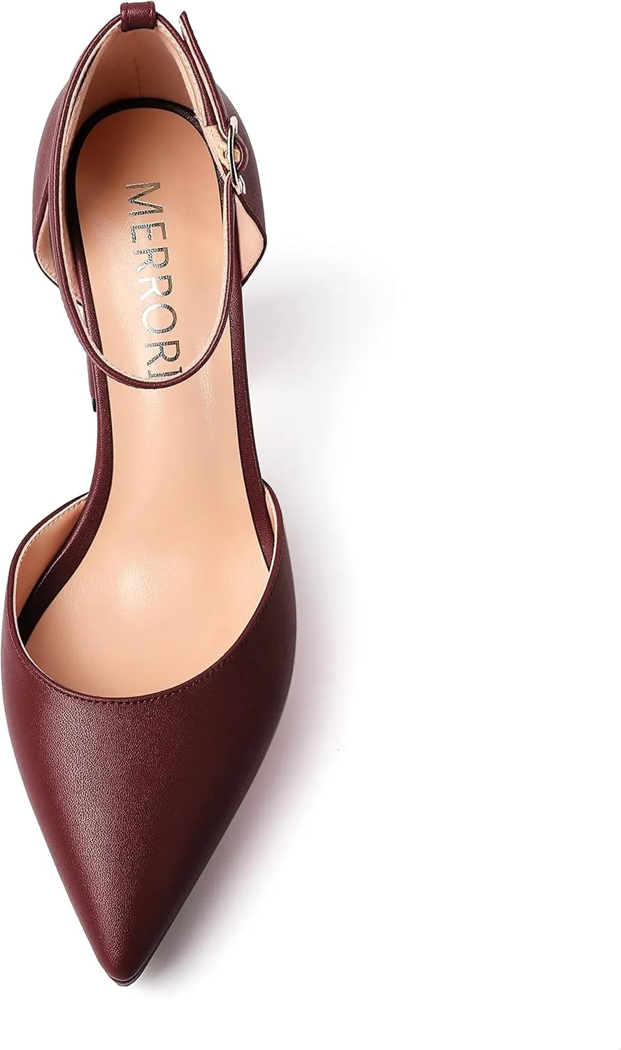 MERRORI Womens Ankle Strap Matte Dress Pointed Toe Evening Buckle Platform Chunky High Heel Pumps Shoes 4 Inch