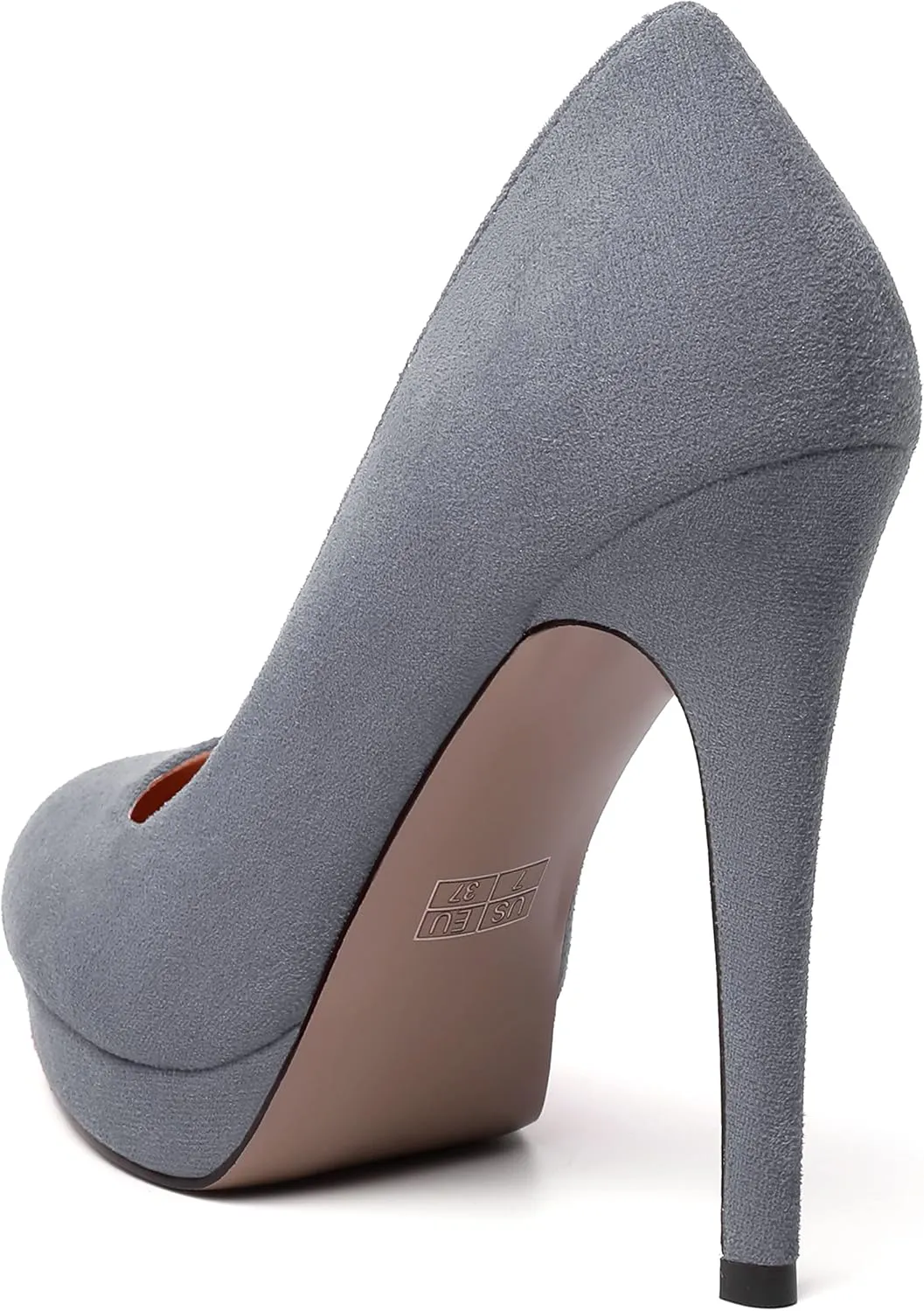 MERRORI Womens Dress Shoes Pointed Toe Cute Suede Slip On Evening Platform Stiletto High Heel Pumps Shoes 4.7 Inch