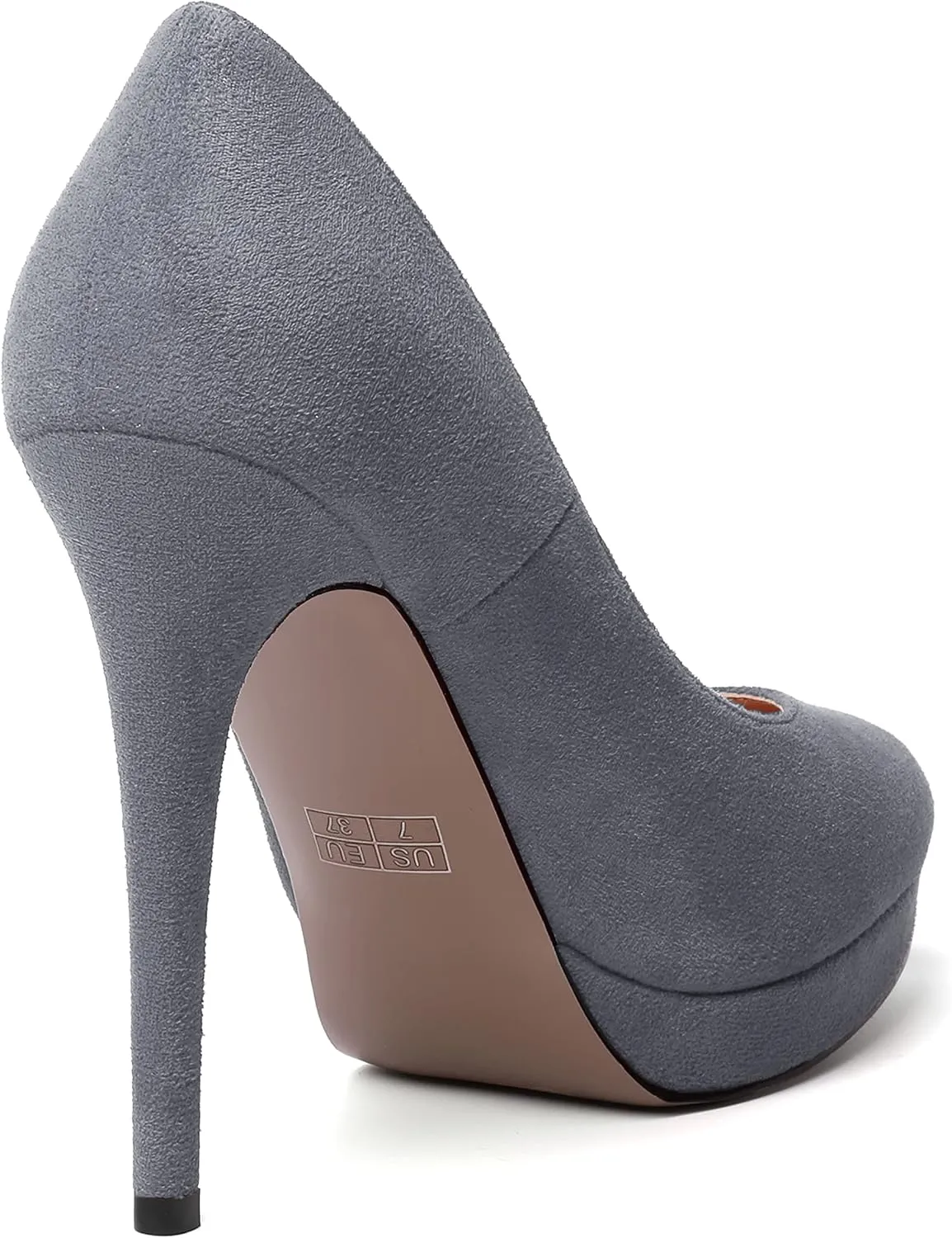 MERRORI Womens Dress Shoes Pointed Toe Cute Suede Slip On Evening Platform Stiletto High Heel Pumps Shoes 4.7 Inch