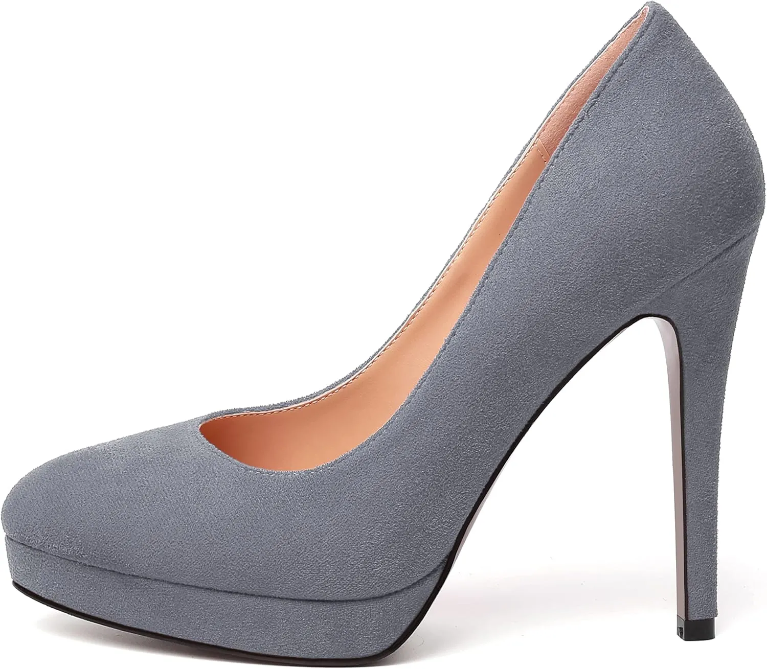 MERRORI Womens Dress Shoes Pointed Toe Cute Suede Slip On Evening Platform Stiletto High Heel Pumps Shoes 4.7 Inch
