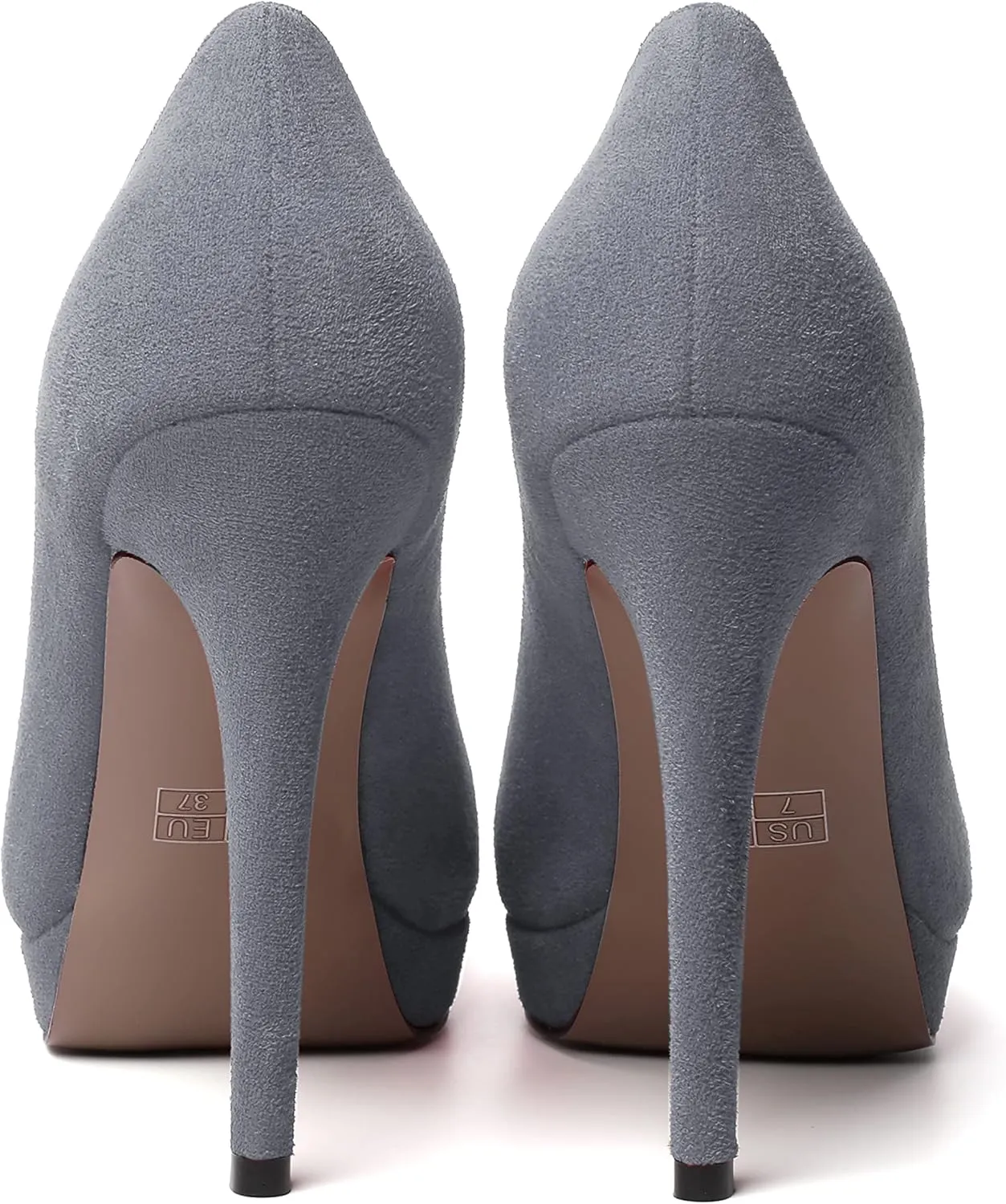 MERRORI Womens Dress Shoes Pointed Toe Cute Suede Slip On Evening Platform Stiletto High Heel Pumps Shoes 4.7 Inch