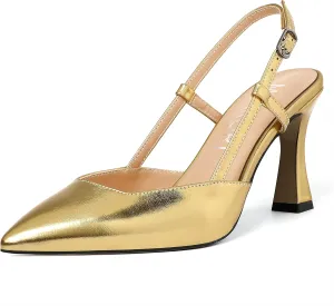MERRORI Womens Evening Dress Buckle Slingback Pointed Toe Matte Stiletto High Heel Pumps Shoes 3.3 Inch