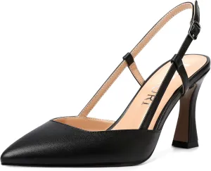 MERRORI Womens Evening Dress Buckle Slingback Pointed Toe Matte Stiletto High Heel Pumps Shoes 3.3 Inch