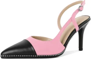 Mettesally Slingback Pumps 3 Inches Stilettos Sexy Evening Heels for Women Beaded