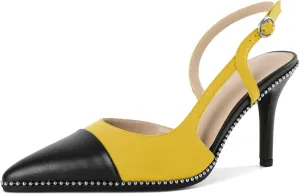 Mettesally Slingback Pumps 3 Inches Stilettos Sexy Evening Heels for Women Beaded