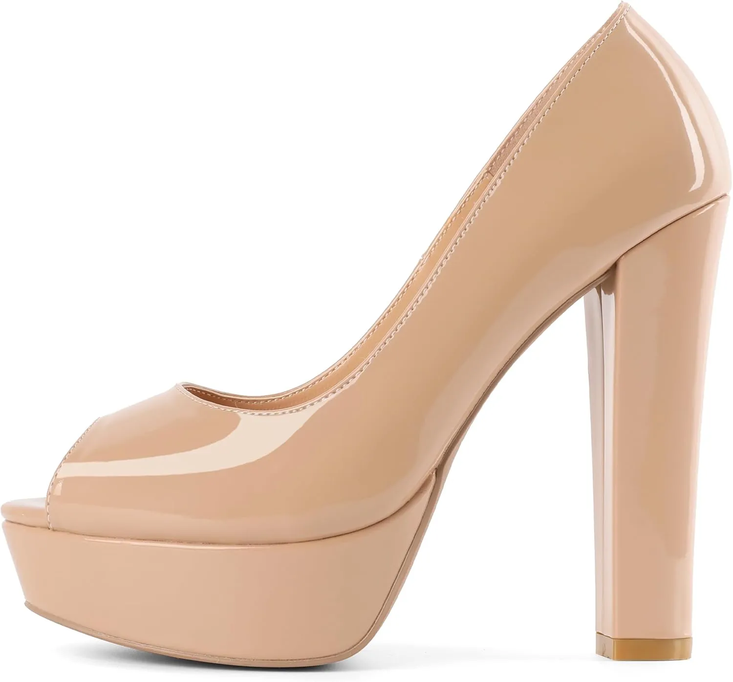 Mettesally Women's Peep Toe Platform Pumps Chunky Heel Slip On Weding Party Evening Dress Shoes