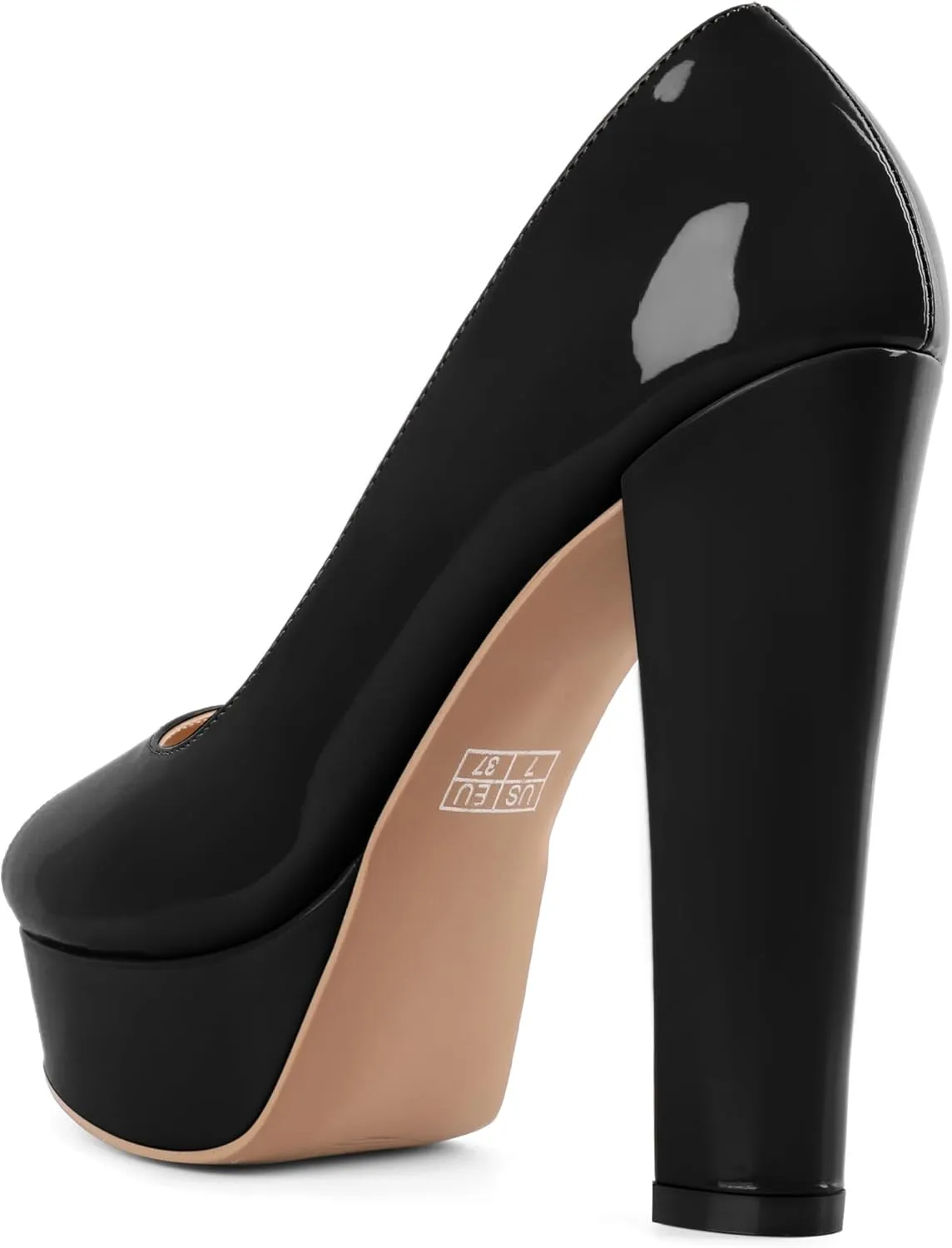Mettesally Women's Peep Toe Platform Pumps Chunky Heel Slip On Weding Party Evening Dress Shoes