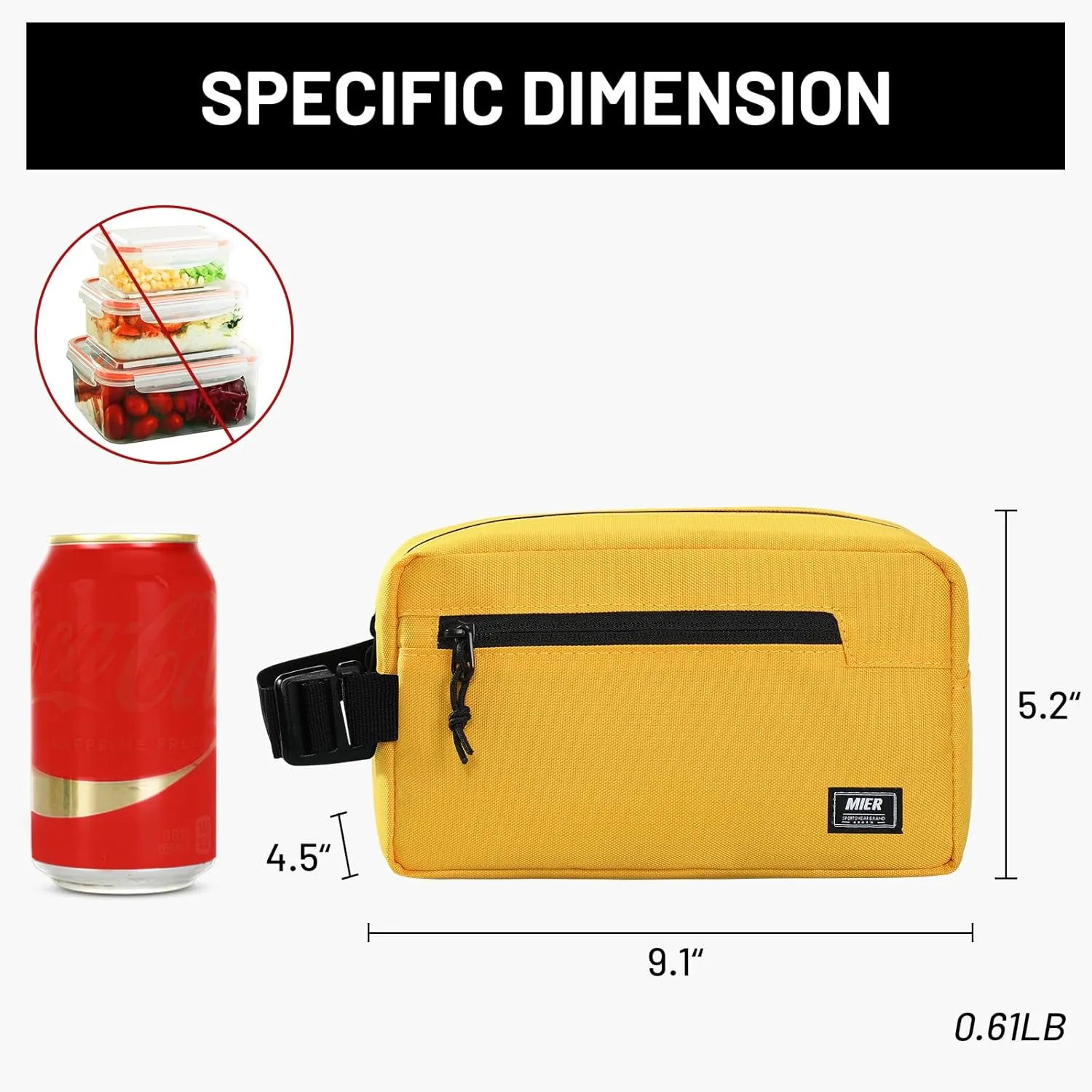 MIER Freezable Snack Bags Small Frozen Mini Cooler Lunch Bag Freezer Insulated Pouch for Adults Work Travel On-The-go,Yellow