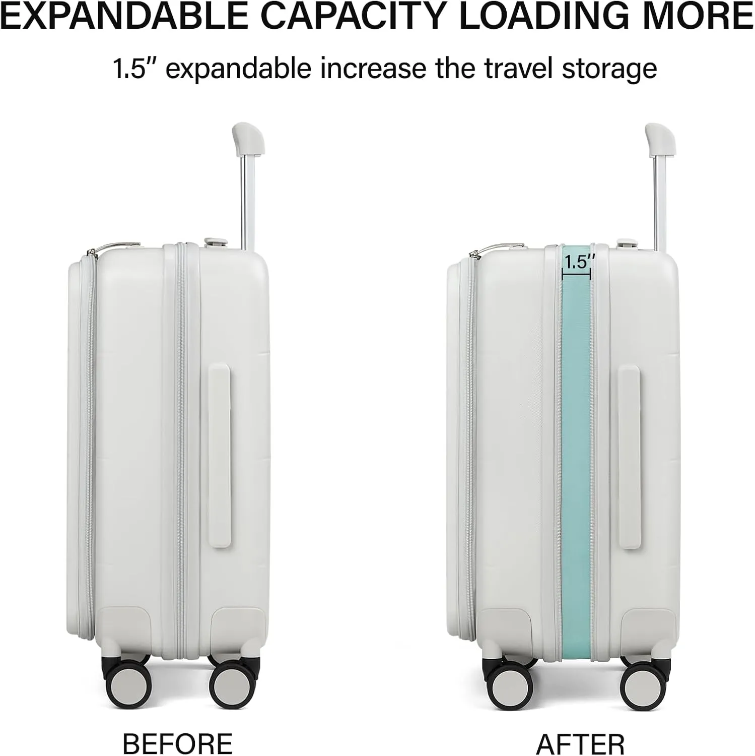 MILADA Expandable Carry On Luggage 22x14x9 Airline Approved With Wheels Top Opening 20 inch Carry On Bag Hard Case Luggage TSA Approved Carry On Suitcase Rolling Luggage For Women Men, White