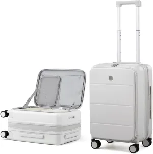 MILADA Expandable Carry On Luggage 22x14x9 Airline Approved With Wheels Top Opening 20 inch Carry On Bag Hard Case Luggage TSA Approved Carry On Suitcase Rolling Luggage For Women Men, White
