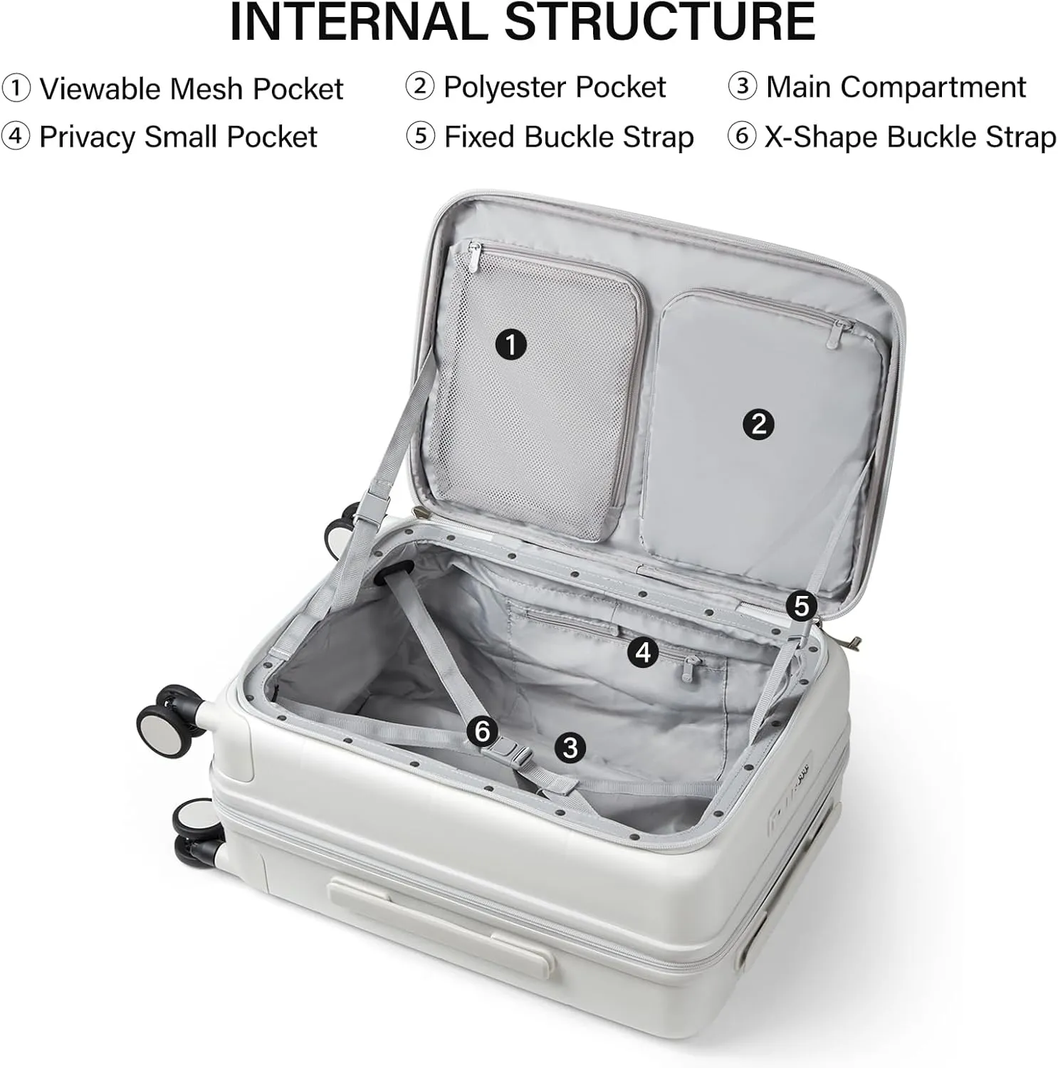 MILADA Expandable Carry On Luggage 22x14x9 Airline Approved With Wheels Top Opening 20 inch Carry On Bag Hard Case Luggage TSA Approved Carry On Suitcase Rolling Luggage For Women Men, White