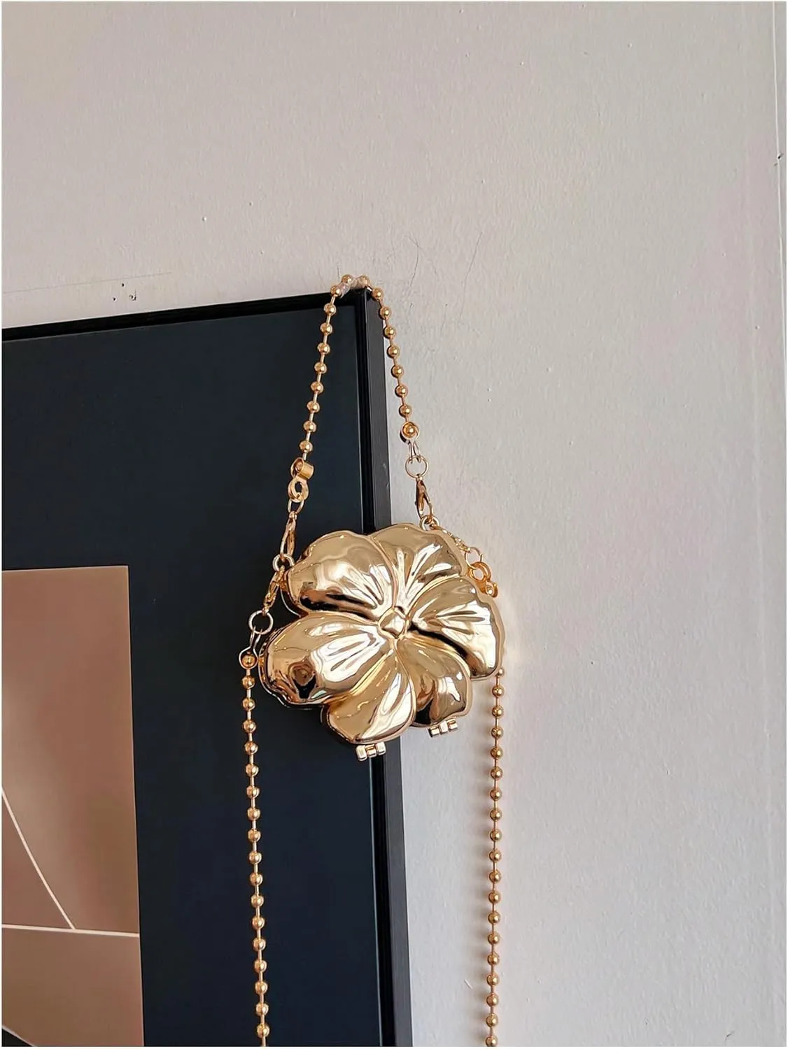 Milumia Women's Metallic Flower Shaped Mini Purse Crossbody Evening Handbags