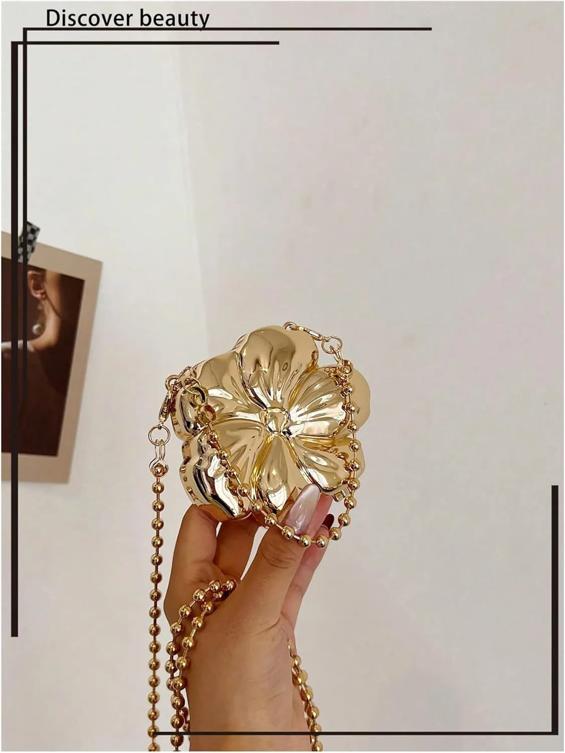 Milumia Women's Metallic Flower Shaped Mini Purse Crossbody Evening Handbags