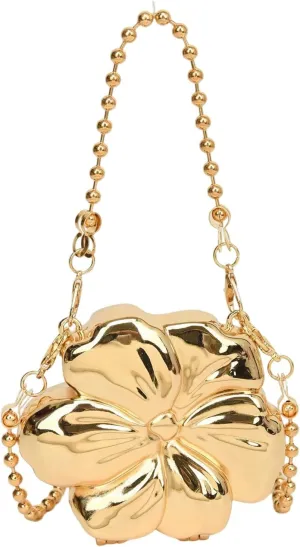 Milumia Women's Metallic Flower Shaped Mini Purse Crossbody Evening Handbags